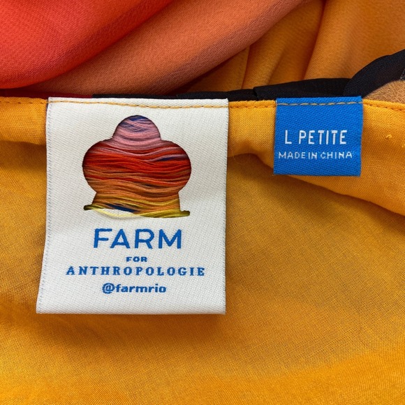 Farm Rio Short Sleeve Wrap Front Maxi Dress Orange Brown Womens Large Petite - Picture 12 of 16